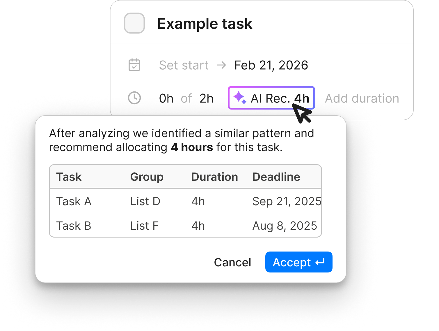 Get feedback on time estimates based off your historical performance